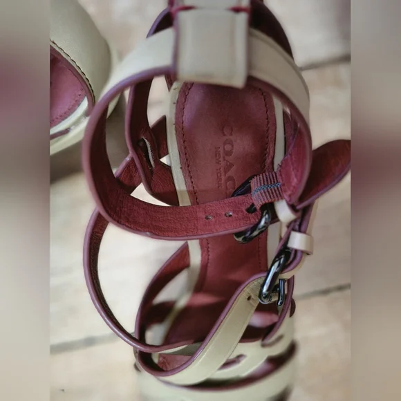 COACH Dawn leather anklet wedges BRAND NEW 5.5 - Picture 8 of 9